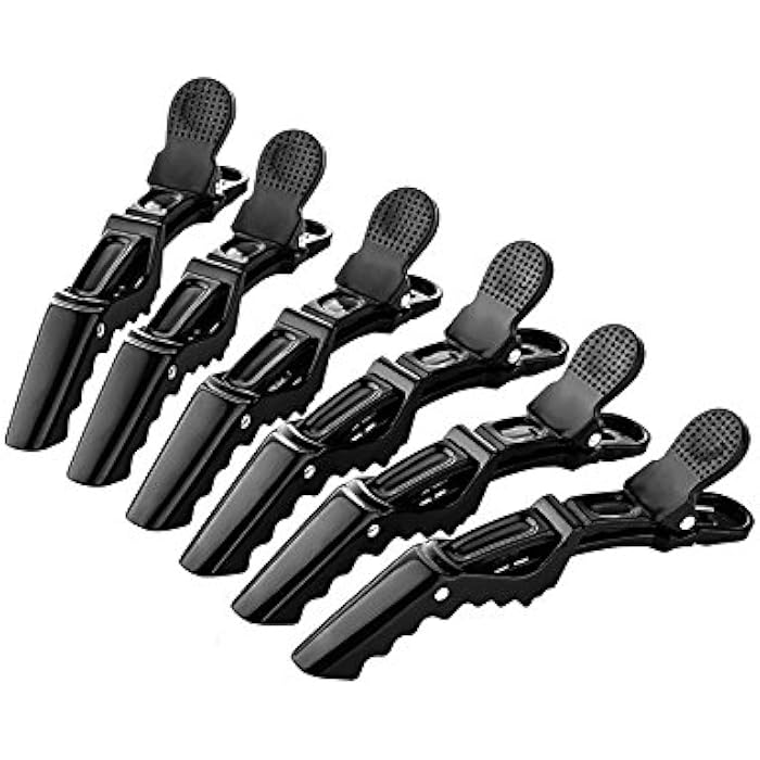 BEINY 6Pcs Plastic Non Slip Hair Clips - Professional Hairdressing Styling Sectioning Clips - Salon Alligator Clips for Thick Hair - Haircut Accessories Hairgrips for Women Girls (Black) - Image 1